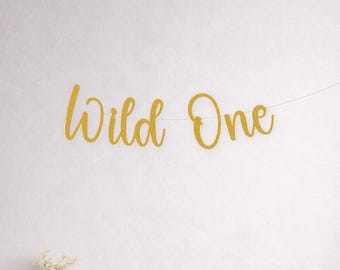 Wild One Banner, First Birthday Safari Jungle Boho Tribal Theme Decorations, 1st Party Decor