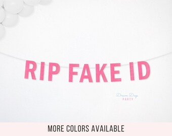 RIP Fake ID Banner, Funny 21st Birthday Party Decor, Twenty First Bday Decorations