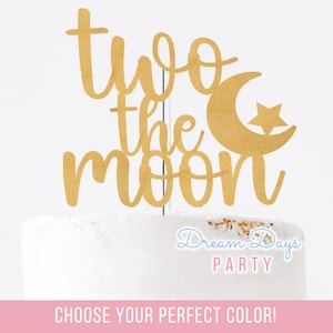 Two the Moon Cake Topper for 2nd Birthday | Moon Party Decor | Space Themed Birthday Topper | Outer Space Cake Decoration