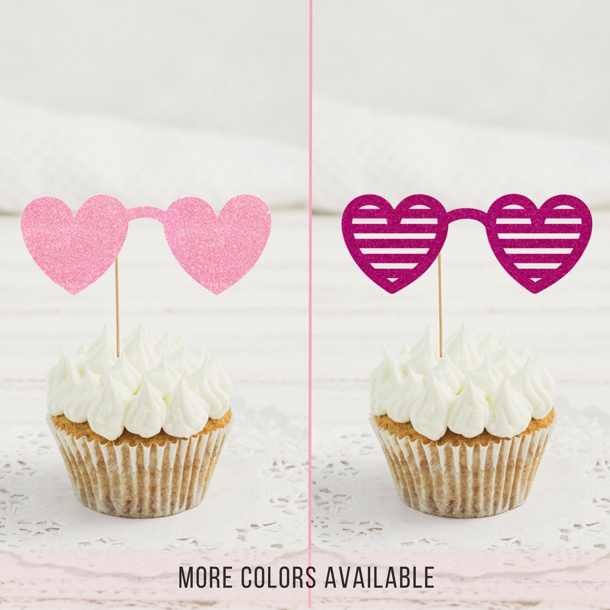 Sunglass Cupcake Topper Groovy Themed Party Little Threenager Birthday Party Decorations Heart Sunglass 70s party Decor