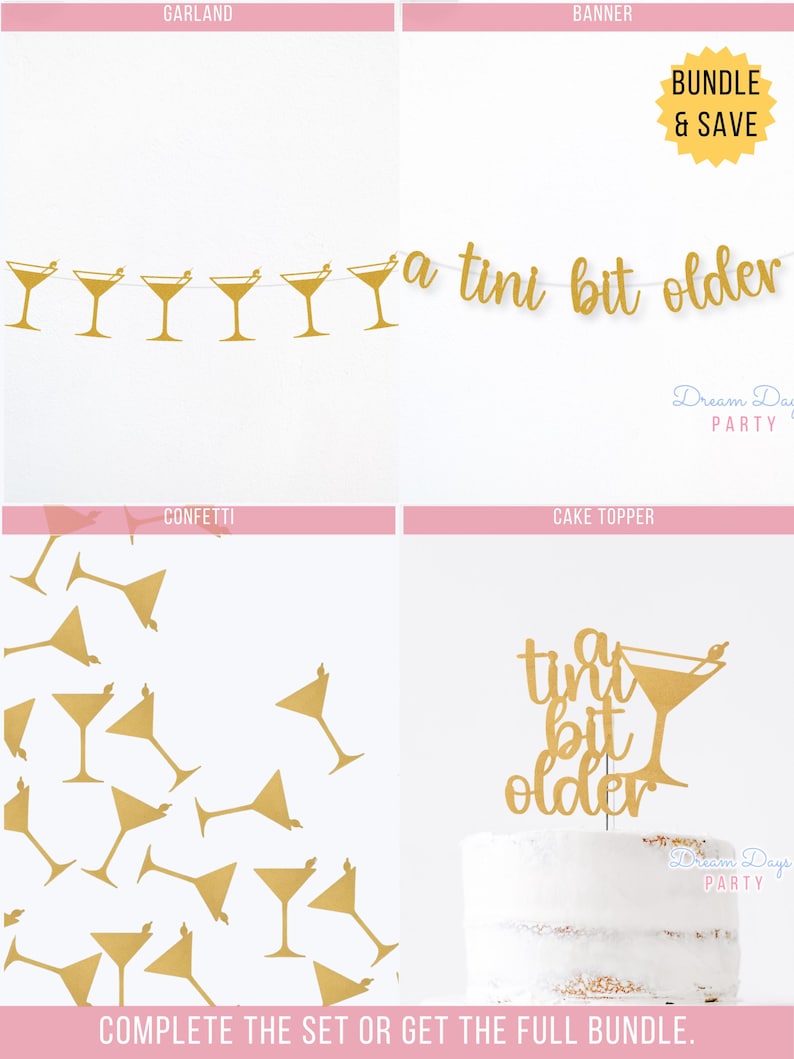 A Tini Bit Older Banner, Funny Birthday Adult Milestone Party Decoration, Martini Themed Event Decor image 3