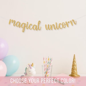 Magical Unicorn Banner for Birthday Party, Unicorn Party Decor for Girls, Rainbow Unicorn Decoration, Whimsical Pastel Unicorn Garland