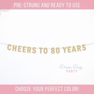 Cheers to 80 Years Banner – 80th Birthday Party Decorations, Happy 80th Birthday Sign, Milestone Birthday Decor