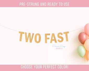 Two Fast Two Curious Geburtstagsbanner – Auto-Thema Für Jungen 2. Geburtstag, Schwarz-rot