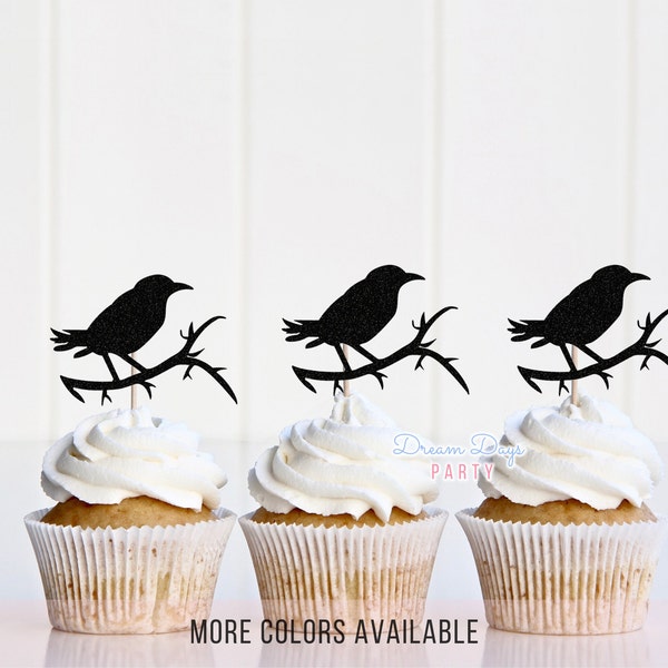 Spooktacular Crow Cupcake Topper | Halloween Party Decor | Handmade Halloween Cake Decoration | Customizable Crow Cupcake Picks