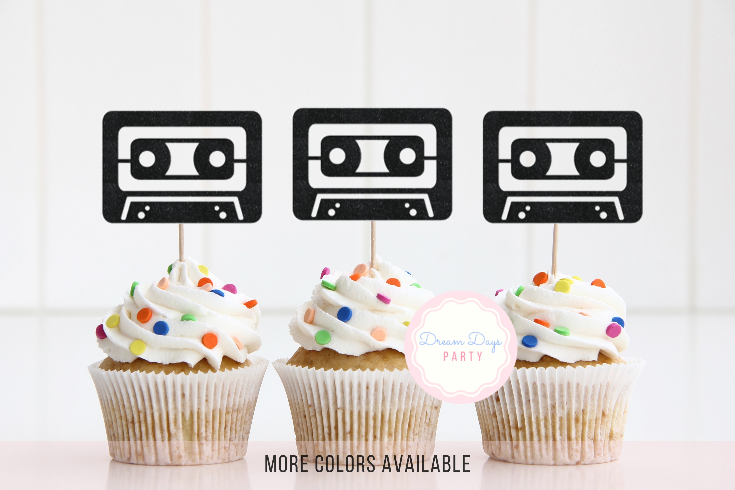 Cassette Tape Cupcake Topper 80s Themed Party Music Party Decorations 70s 80s 90s Disco Party Decor Music Birthday