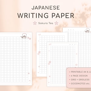 Afdrukbare set Japans briefpapier - oefen kanji, hiragana, katakana met genkouyoushi - Japanse sakurathee
