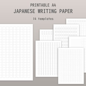 A4 Genkouyoushi Printable - Japanese Writing Paper Template - Kanji Practice Paper - GRAYSCALE