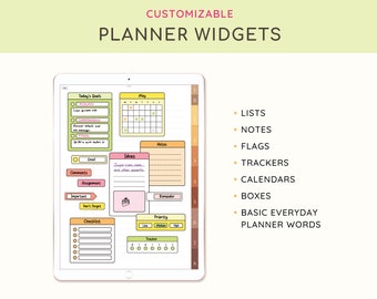 Customizable Widgets and Sticky Notes for Digital Planners | Digital Planner Stickers