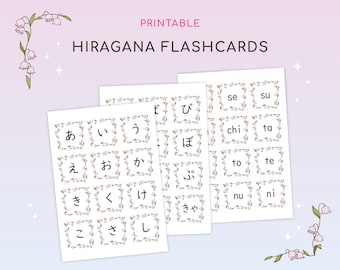 Hiragana Flashcards | Floral Japanese Study Cards for Beginners (Printable)