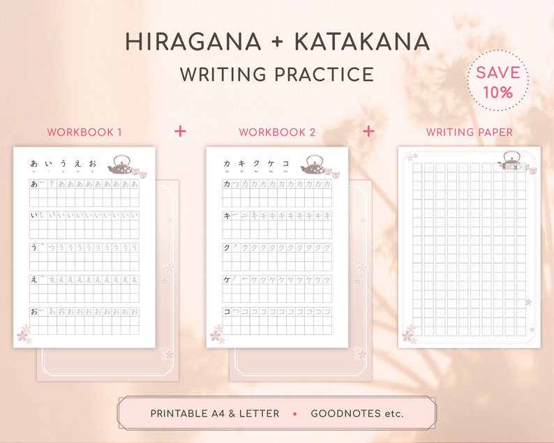 Hiragana Katakana Practice Sheets: Japanese Writing Workbook (digital ...