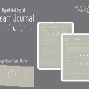 Diario digitale dei sogni per GoodNotes, Notability, ecc. - Pianificatore digitale con collegamento ipertestuale con modelli - Sage Moon Crystal