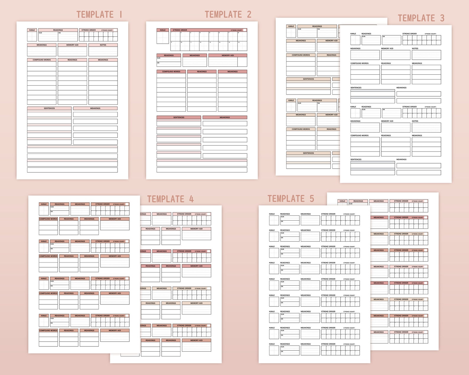 100 Templates for Japanese Study Kanji Worksheets and Writing Paper ...