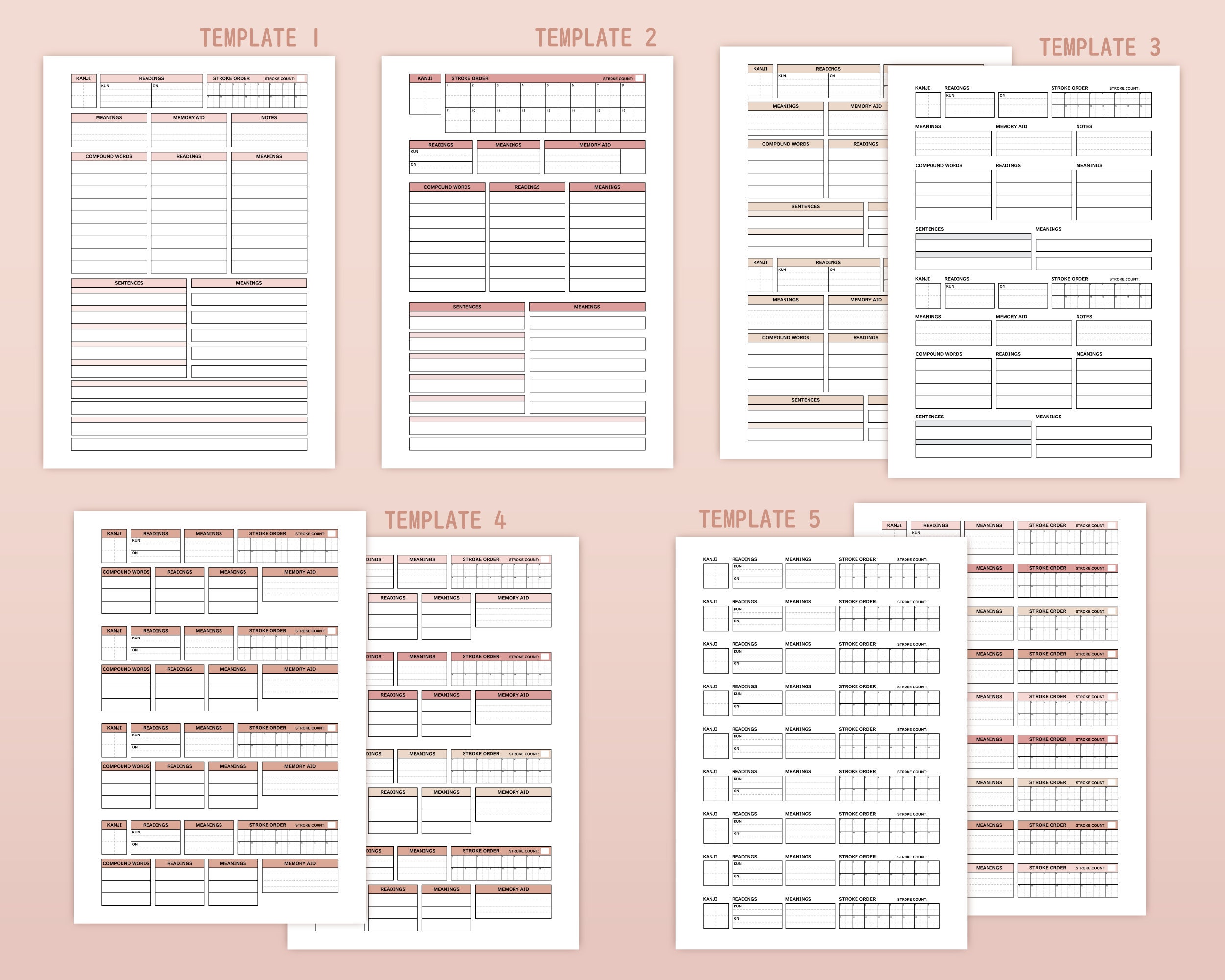 100 Templates for Japanese Study Kanji Worksheets and Writing Paper ...