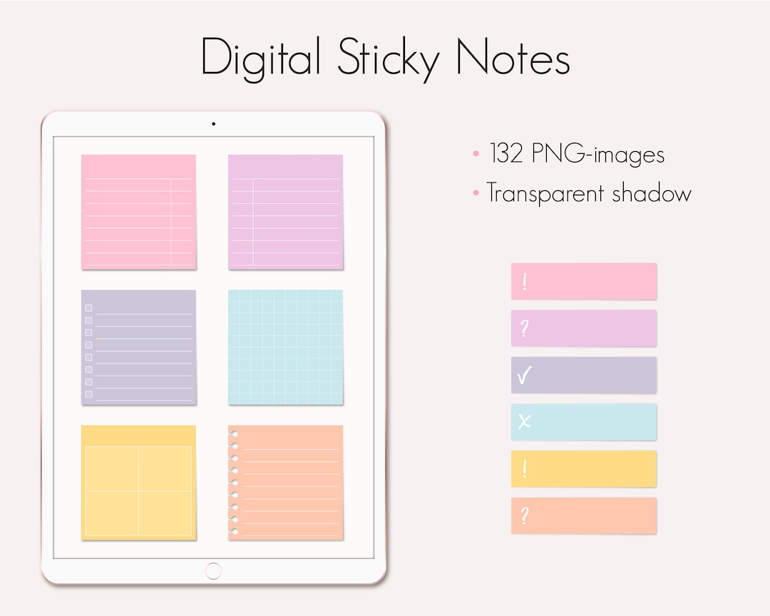 Digital Sticky Notes for Studying and Journaling - Rainbow Pastel ...