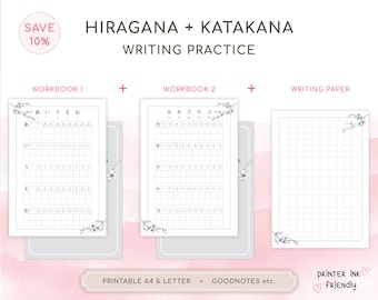 Hiragana Katakana Practice Bundle: Japanese Writing Workbooks (Digital Download)