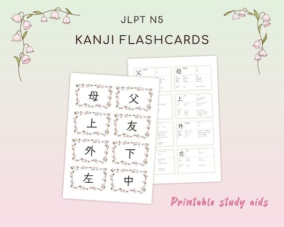 JLPT N5 Kanji Flashcards | Printable Japanese Study Cards | 112
