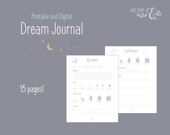 Moon Crystal Dream Journal: Violet Turquoise Printable Template (PDF, US Letter)