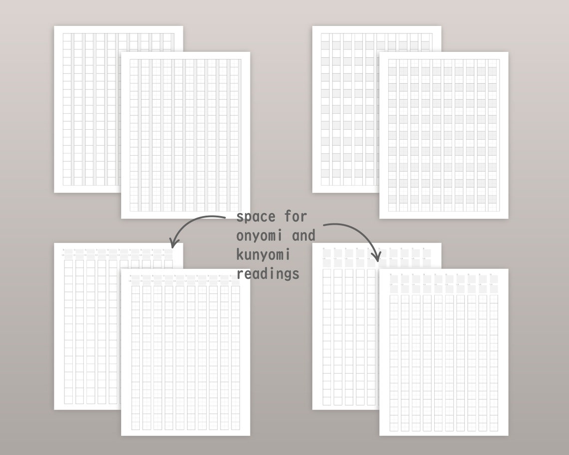 LETTER Genkouyoushi Printable - Japanese Writing Paper Template - Kanji ...