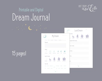 Moon Crystal Dream Journal: A4 Printable PDF Template