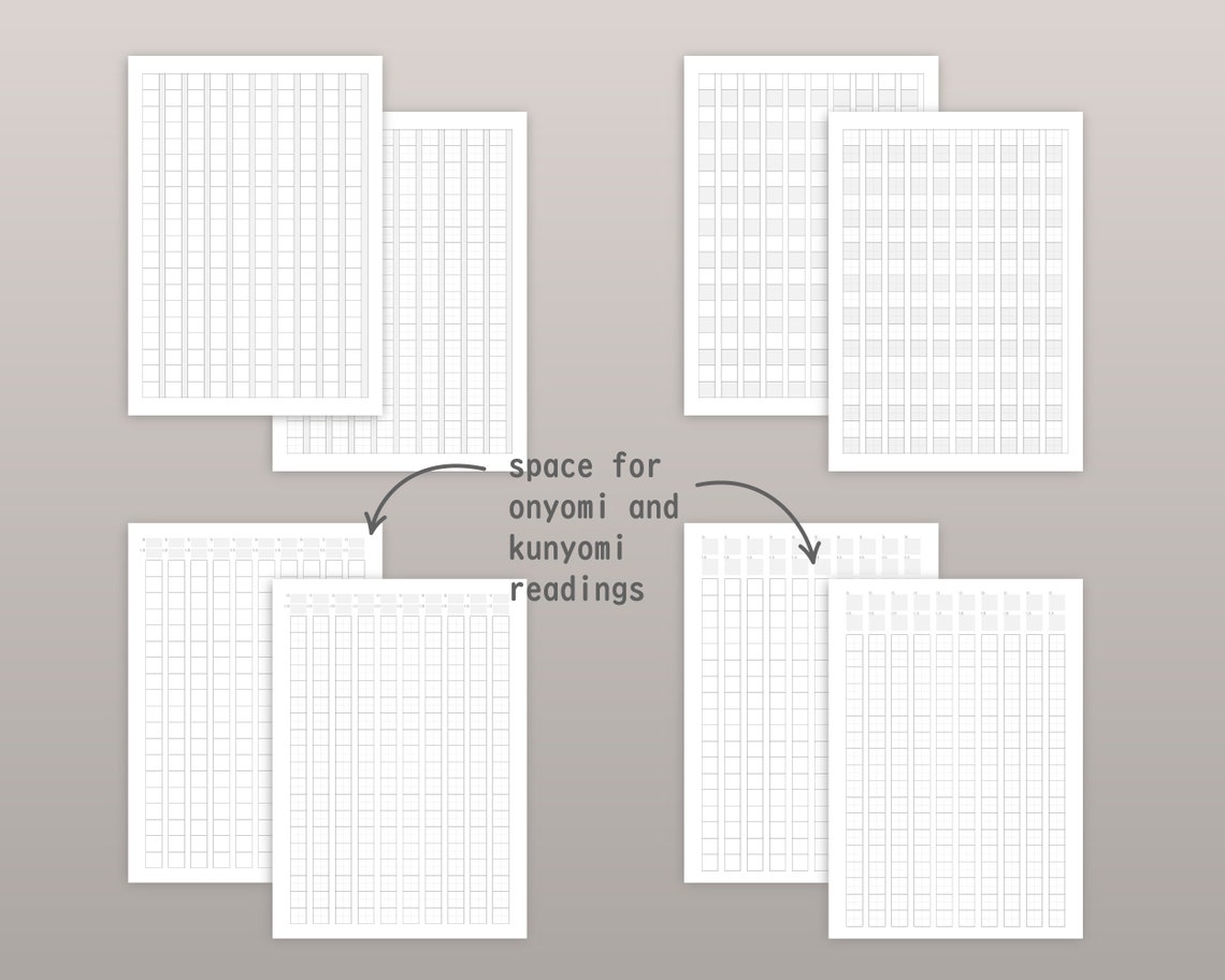 A4 Genkouyoushi Printable - Japanese Writing Paper Template - Kanji ...