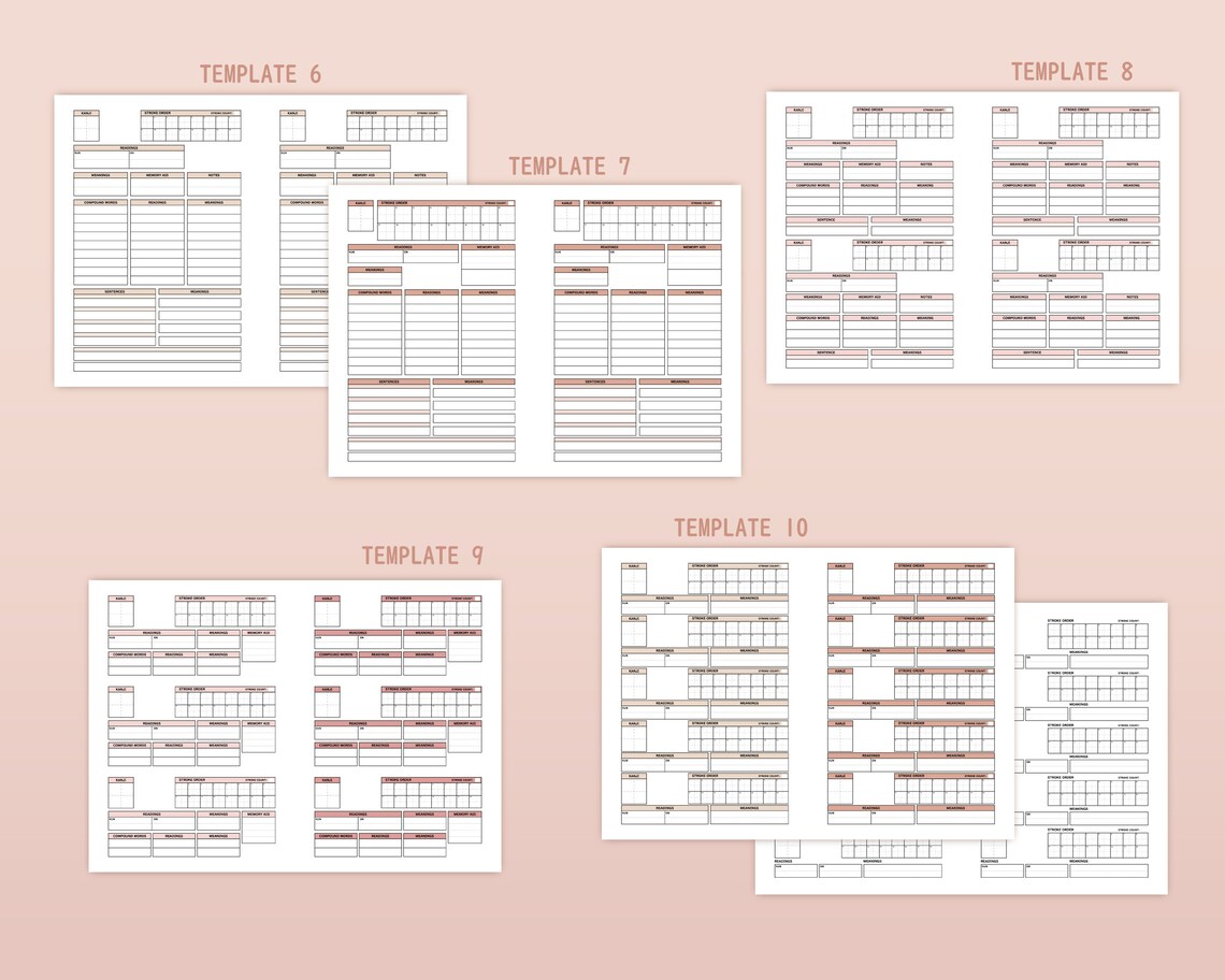 100 Templates for Japanese Study Kanji Worksheets and Writing Paper ...