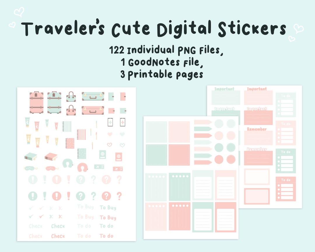 Travel Planner Stickers, Cute Digital Stickers, Goodnotes Stickers ...