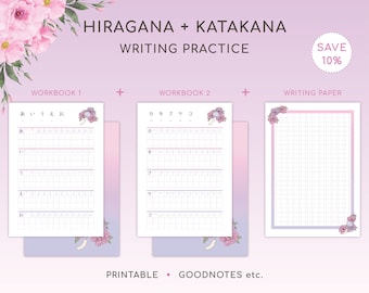 Hiragana Katakana Practice Bundle: Japanese Writing Workbook (Digital Download)