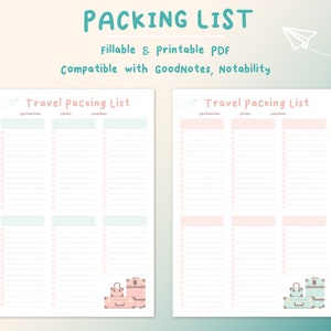 Blank Travel Packing List: Fillable PDF Checklist (A4, US Letter)