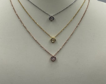 Minimalist Crystal necklace, choice of 3 tones