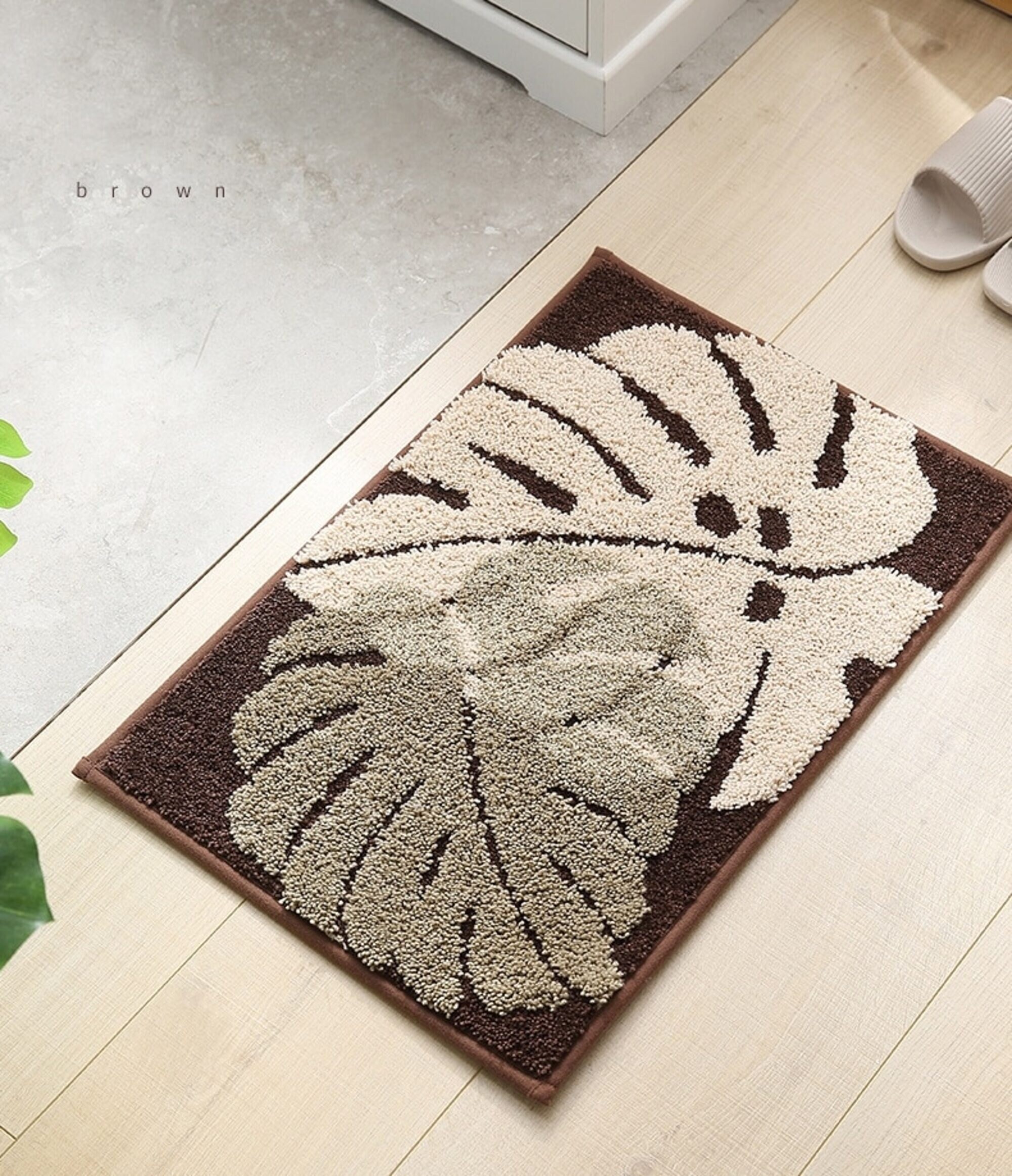 Leaf Shaped Bath Mat Green Leaves Bath Rug Botanical Soft Etsy