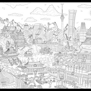 Digitale kunst in Peking (zwart-wit)