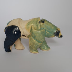 Ceramic sculpture figurine statue polar bear small uniqe handmande