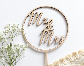 Cake Topper Wedding Mr & Mrs | Cake plug | Cake decoration | Topper | Cake | Cake decoration | Round