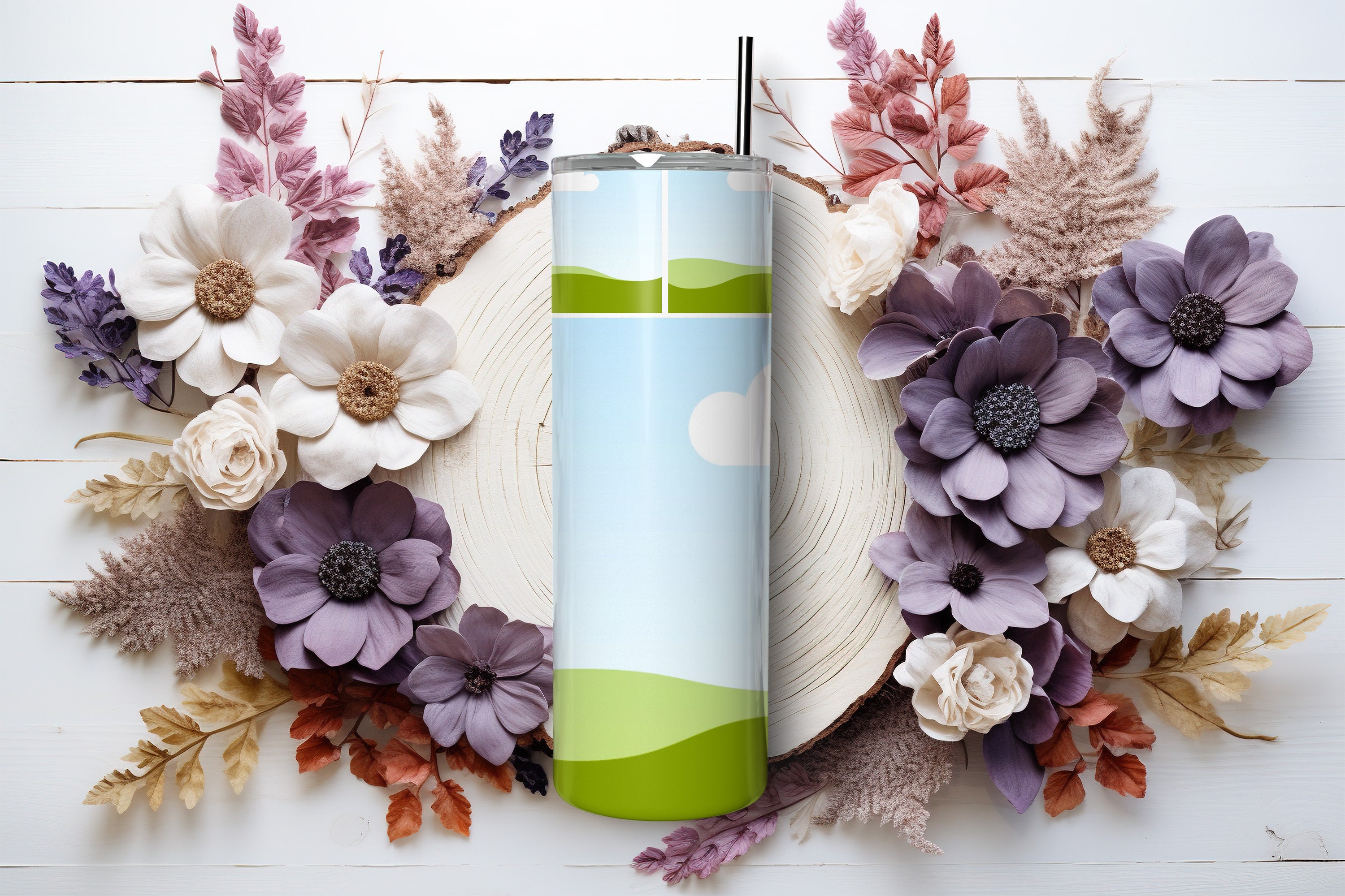 Smallterm Tazza di sublimazione 20 Oz Slim Dritto,Acciaio inossidabile Sublimazione Vuoto Skinny Tumbler,Con coperchio e cannuccia di paglia,4 confezioni