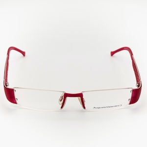 Augusto Valentini vintage eyeglasses, made in Italy, rimless rectangular optical frame, new old stock