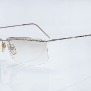 Giorgio Armani vintage sunglasses, silver, half rim, new old stock