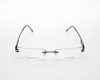 Steppers Vintage Brille, Titan, randlose rechteckige Brille, new old stock