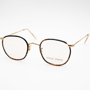 Hilton Classic vintage eyeglasses, gold, tortoise, square optical frame made in England, new old stock