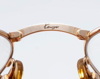 Kenzo Vintage Eyeglasses, Gold Round Optical Frame Made in France