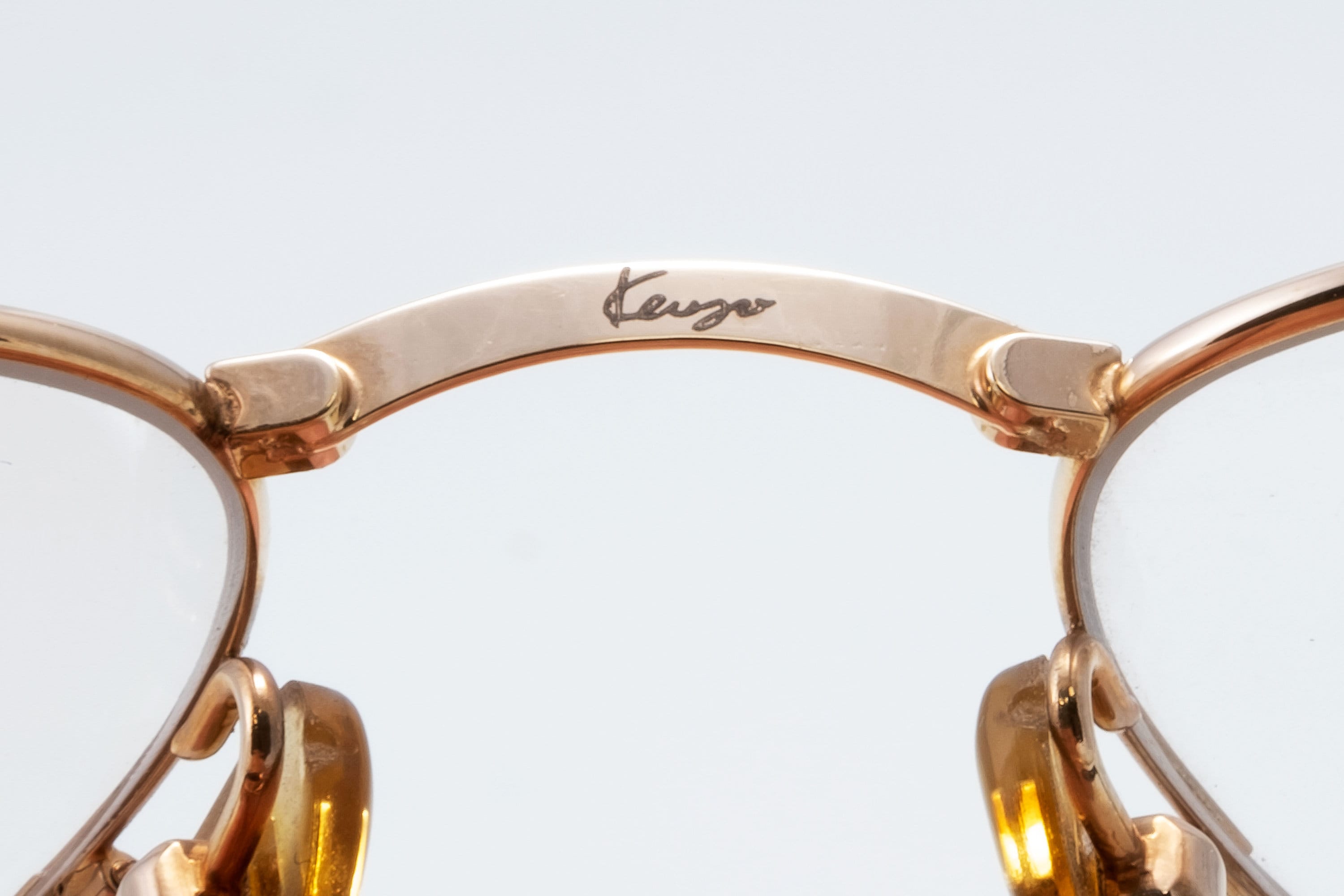 Kenzo Vintage Eyeglasses, Gold Round Optical Frame Made in France