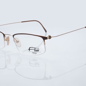 Flair vintage eyeglasses, gold, half rim titan optical frame made in Germany, new old stock