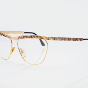 Vogart vintage eyeglasses, gold, brown, cat eye optical frame, new old stock
