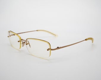 Prada vintage eyeglasses, made in Italy, rimless rectangular optical frame, new old stock