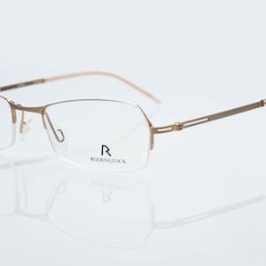 Rodenstock vintage eyeglasses, rectangular, gold, half rim optical frame, new old stock