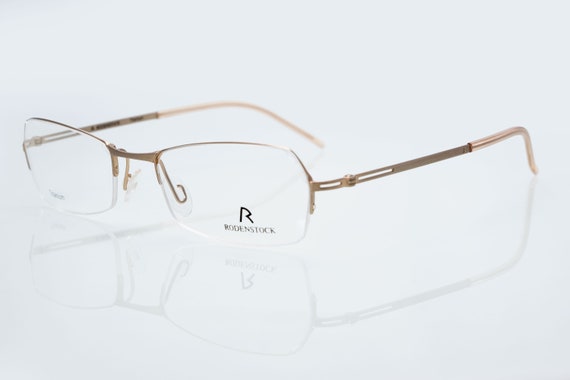 Rodenstock Vintage Eyeglasses, Rectangular, Gold, Half Rim Optical