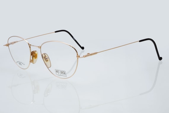 Kenzo Vintage Eyeglasses, Gold Round Optical Frame Made in France