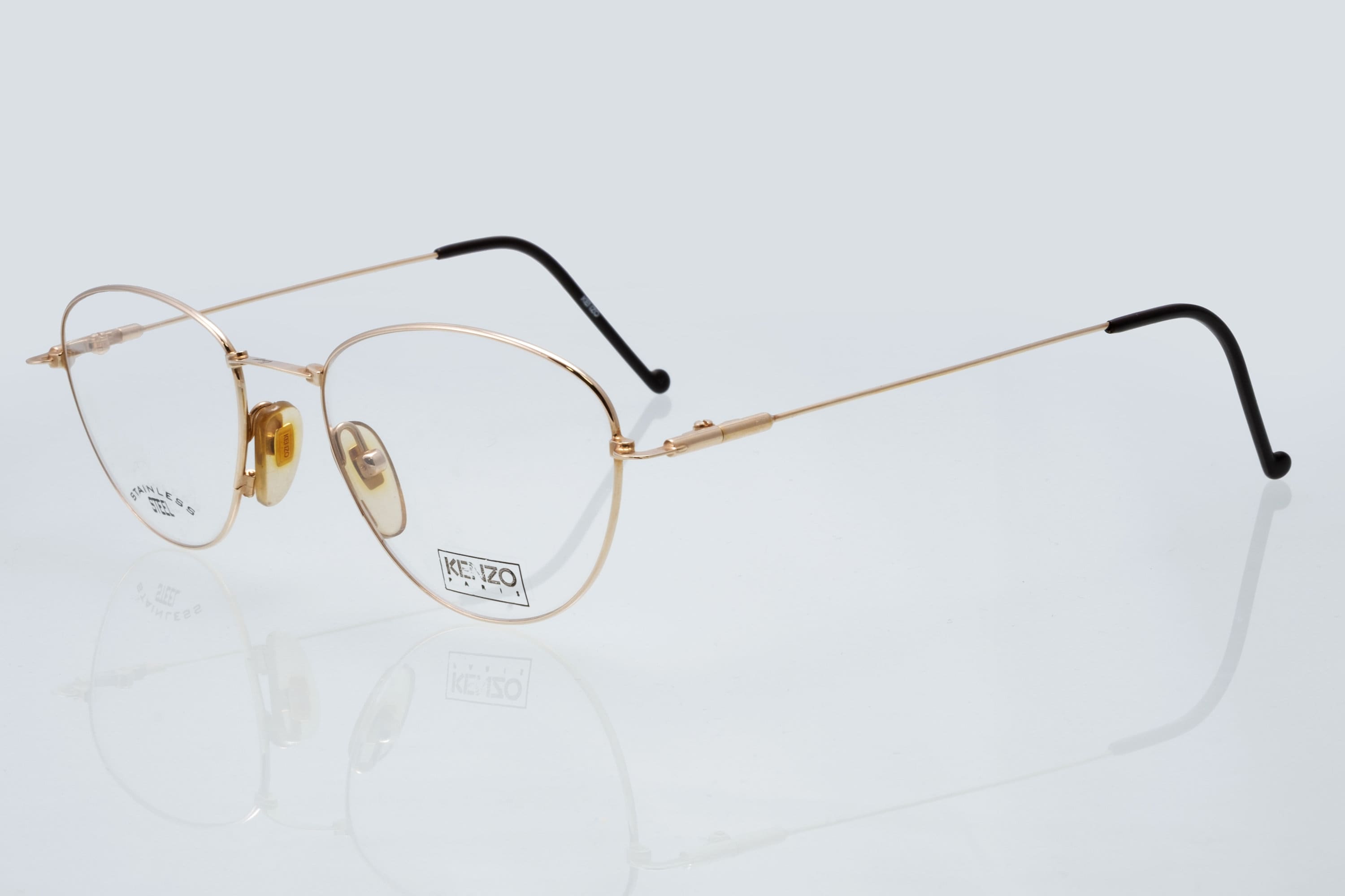 Kenzo Vintage Eyeglasses, Gold Round Optical Frame Made in France
