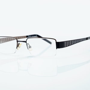 Pixel eyeglasses, black, half rim optical frame, made in Italy, new old stock