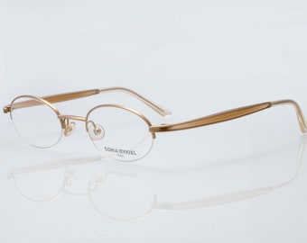 Sonia Rykiel vintage bril, ovaal optisch montuur met halve rand, nieuwe oude voorraad